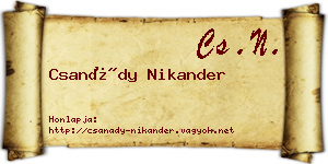 Csanády Nikander névjegykártya